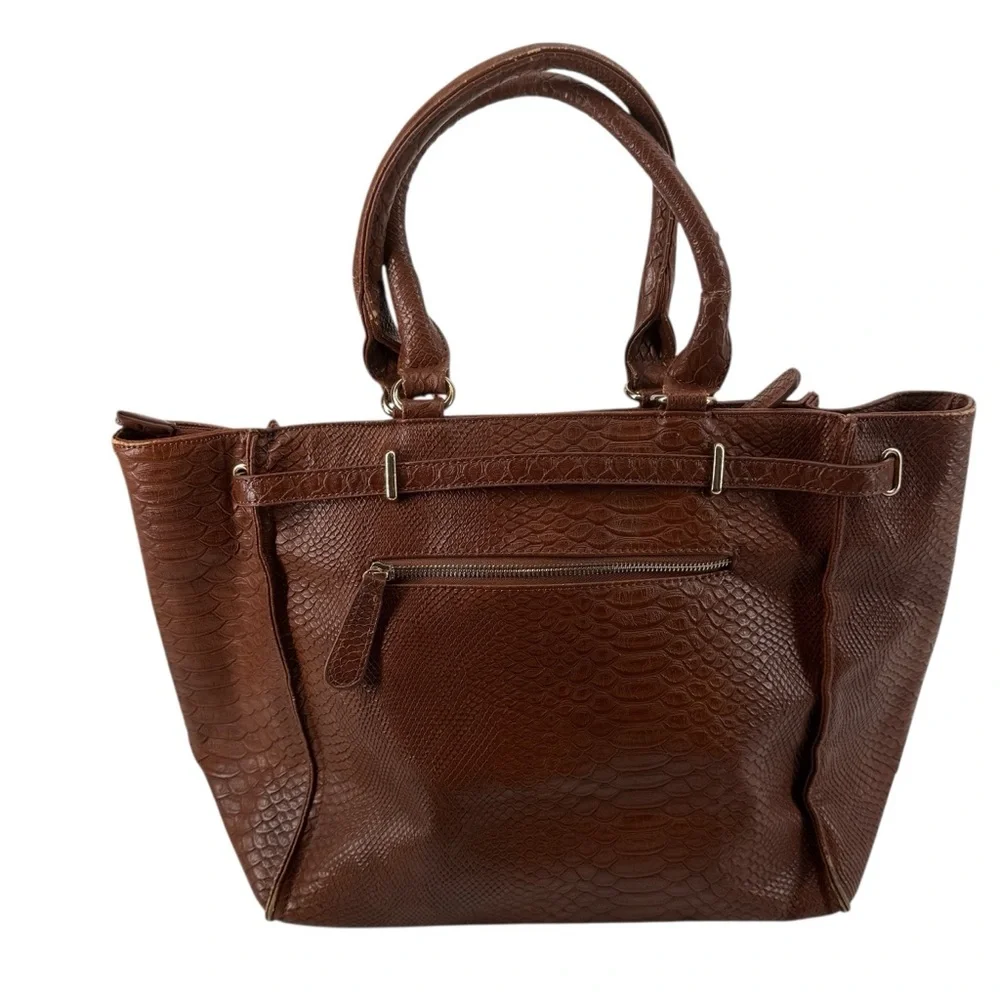 Urban Expressions Chic Tan Milan Faux Croc Textured Vegan Handbag Purse